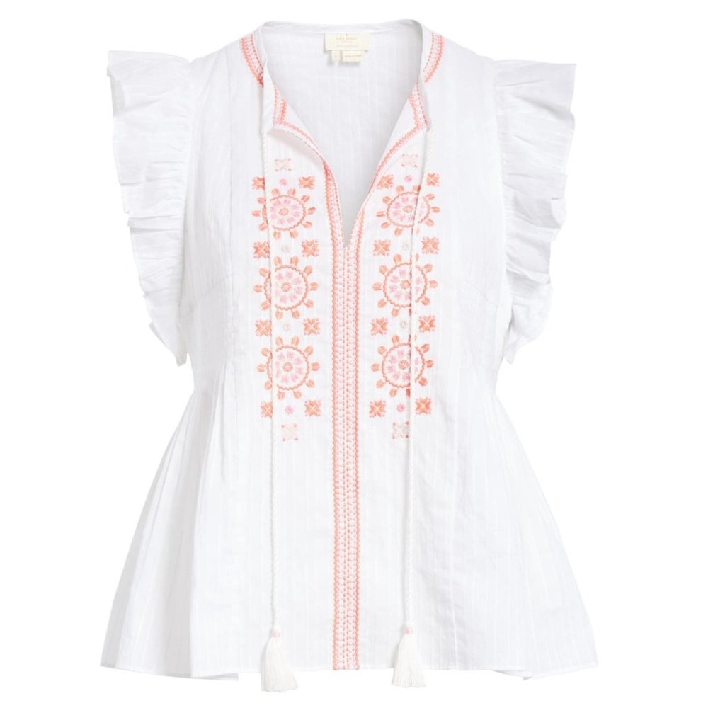 NWT! Kate Spade 100% Cotton mosaic embroidered Top - Picture 5 of 9
